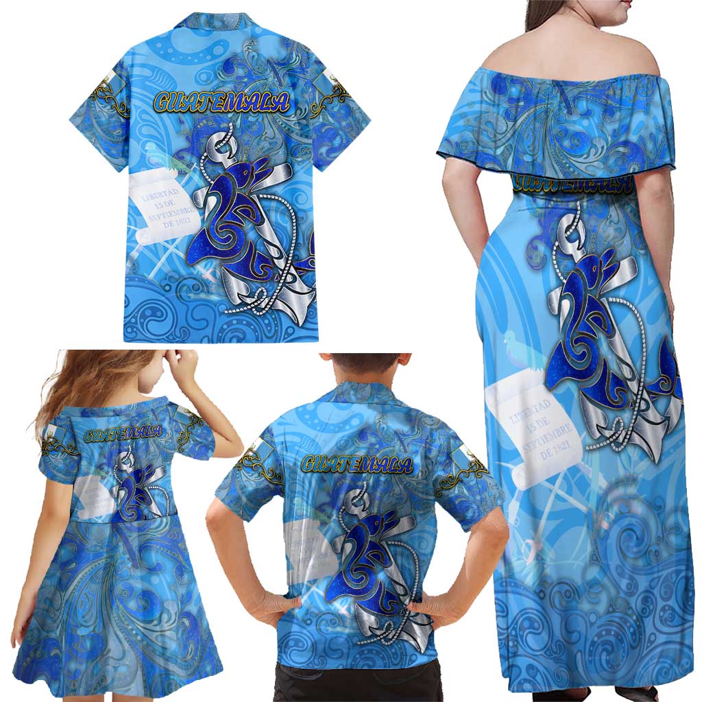 Ocean Spirit of Guatemala Family Matching Off Shoulder Maxi Dress and Hawaiian Shirt Anchored in Guatemalan Pride - Aussie Hoodie