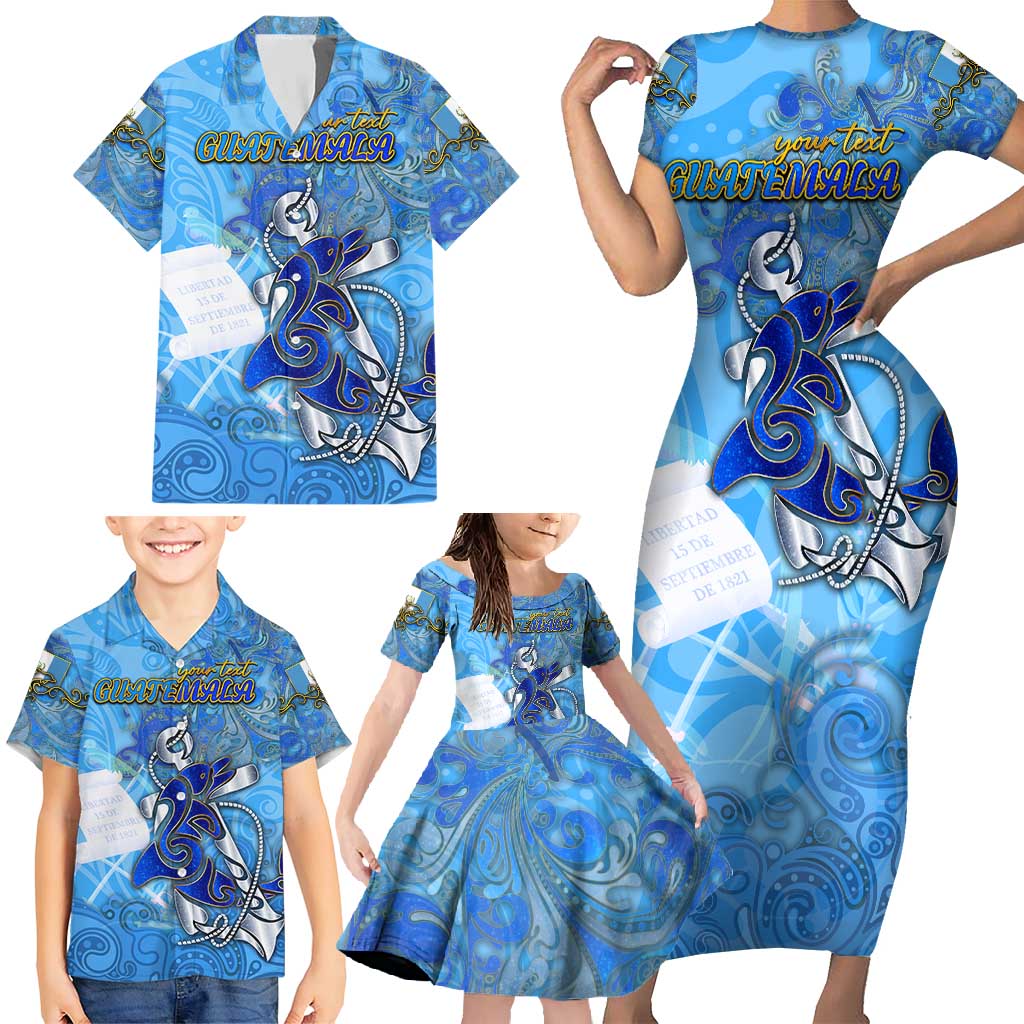 Ocean Spirit of Guatemala Family Matching Short Sleeve Bodycon Dress and Hawaiian Shirt Anchored in Guatemalan Pride - Aussie Hoodie