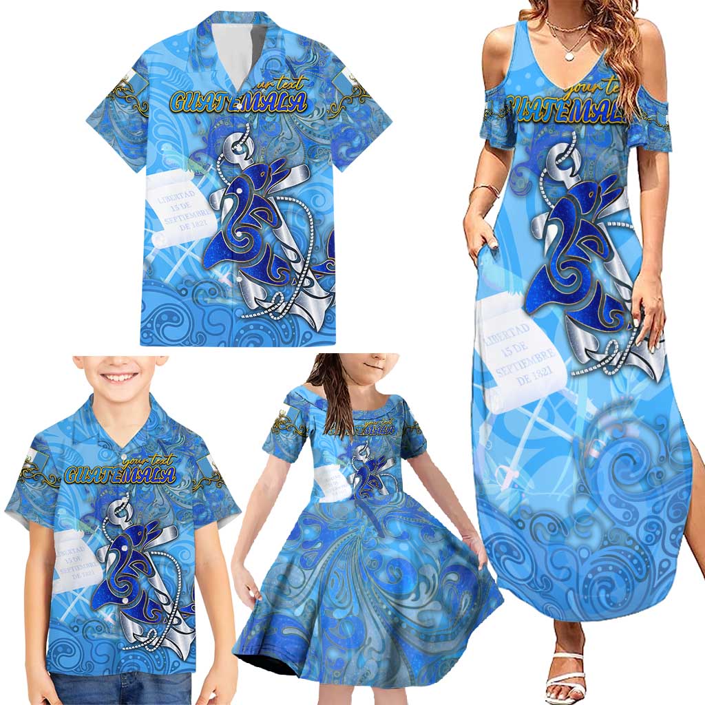 Ocean Spirit of Guatemala Family Matching Summer Maxi Dress and Hawaiian Shirt Anchored in Guatemalan Pride - Aussie Hoodie
