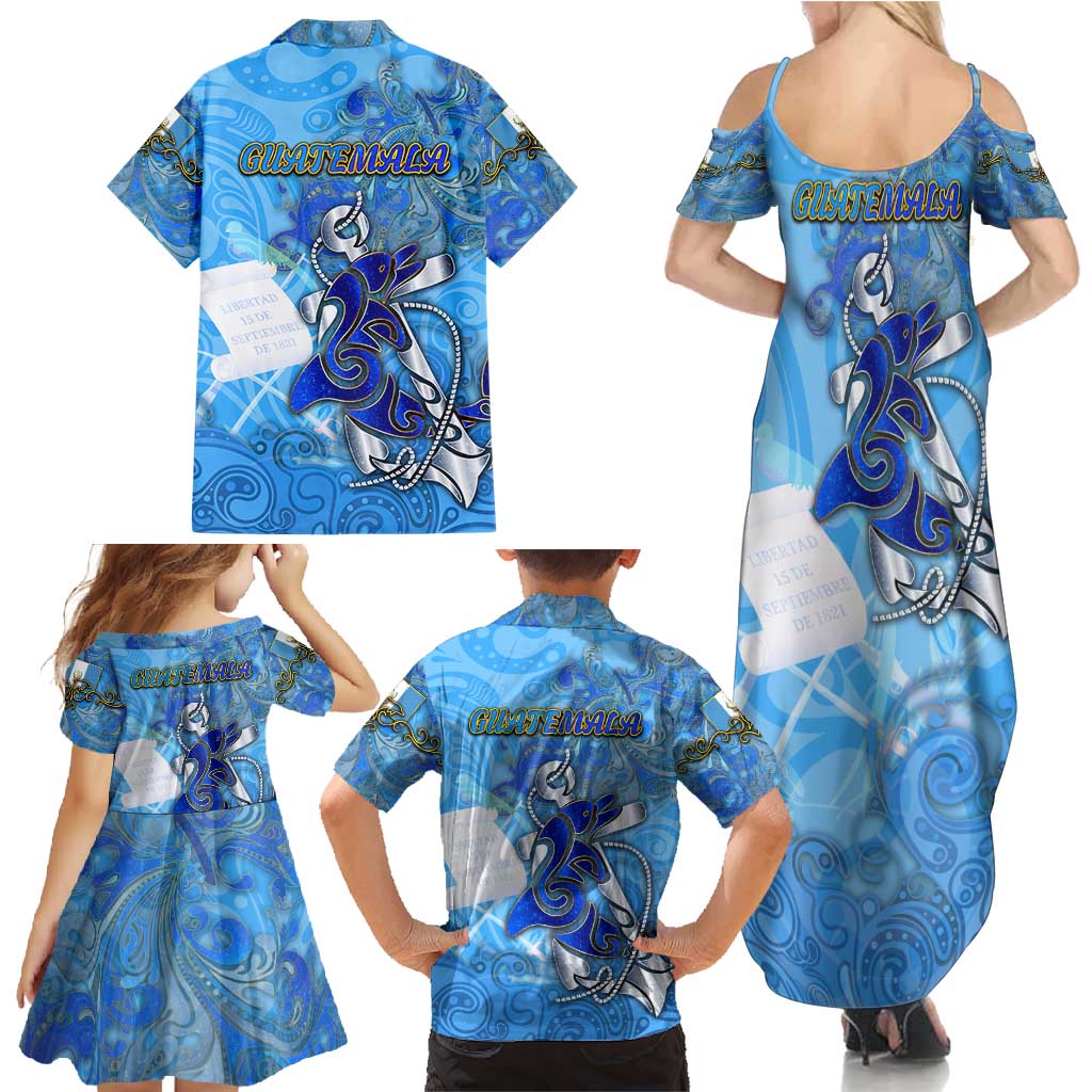 Ocean Spirit of Guatemala Family Matching Summer Maxi Dress and Hawaiian Shirt Anchored in Guatemalan Pride - Aussie Hoodie