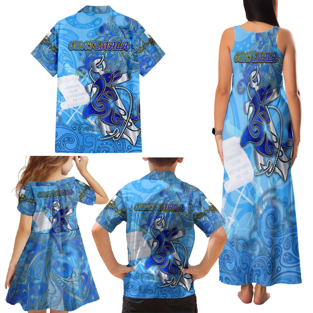Ocean Spirit of Guatemala Family Matching Tank Maxi Dress and Hawaiian Shirt Anchored in Guatemalan Pride - Aussie Hoodie