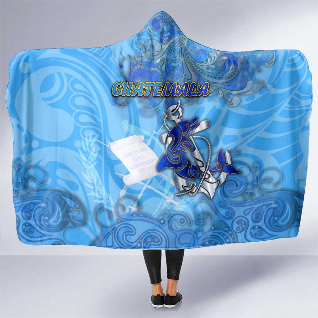 Ocean Spirit of Guatemala Hooded Blanket Anchored in Guatemalan Pride - Aussie Hoodie