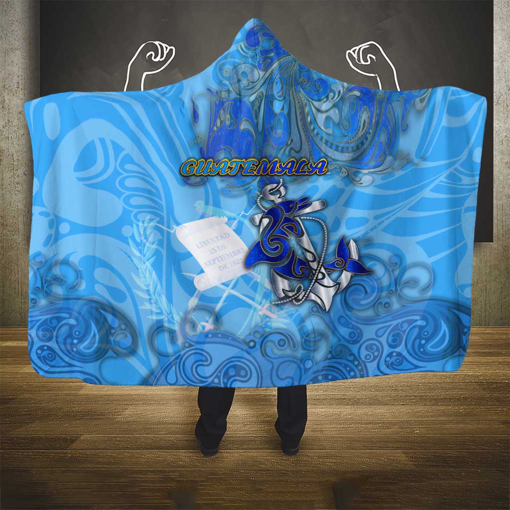 Ocean Spirit of Guatemala Hooded Blanket Anchored in Guatemalan Pride - Aussie Hoodie
