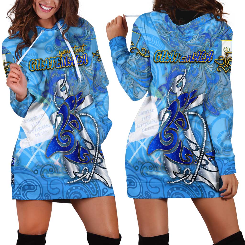 Ocean Spirit of Guatemala Hoodie Dress Anchored in Guatemalan Pride - Aussie Hoodie
