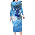 Ocean Spirit of Guatemala Long Sleeve Bodycon Dress Anchored in Guatemalan Pride - Aussie Hoodie