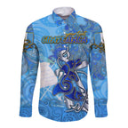 Ocean Spirit of Guatemala Long Sleeve Button Shirt Anchored in Guatemalan Pride - Aussie Hoodie