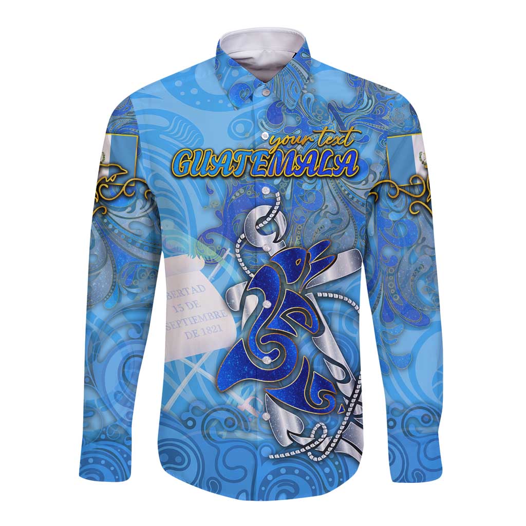 Ocean Spirit of Guatemala Long Sleeve Button Shirt Anchored in Guatemalan Pride - Aussie Hoodie