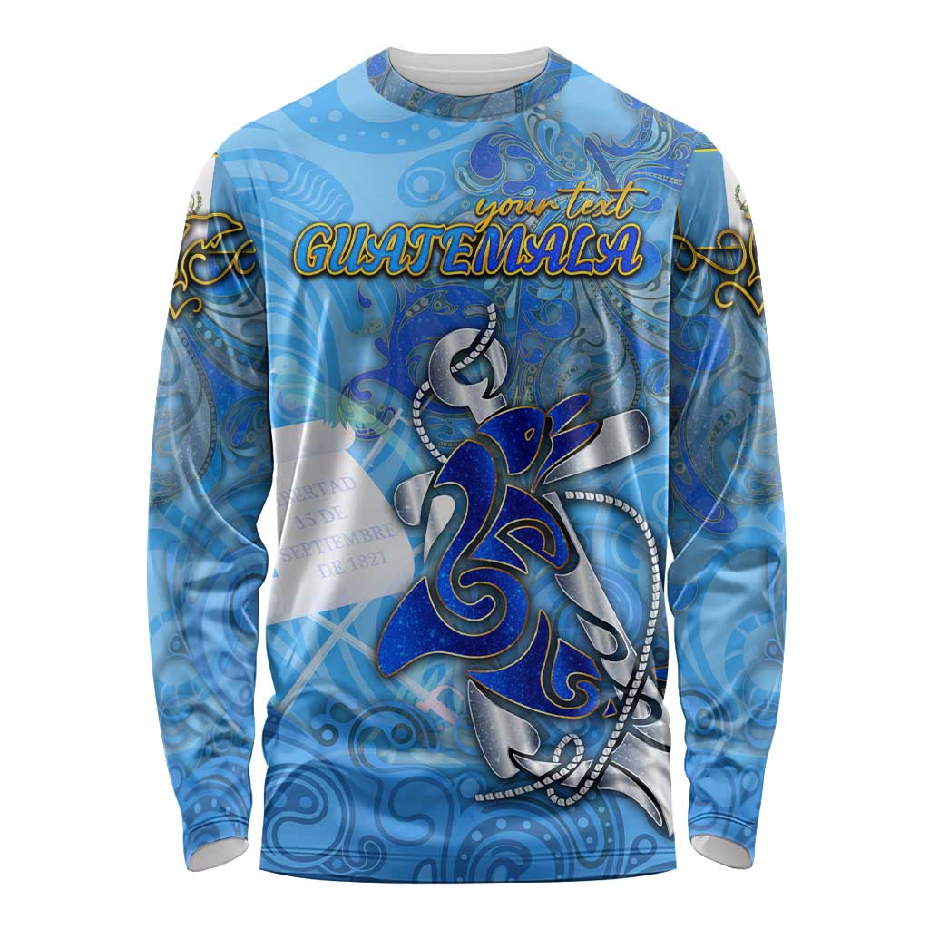 Ocean Spirit of Guatemala Long Sleeve Shirt Anchored in Guatemalan Pride - Aussie Hoodie