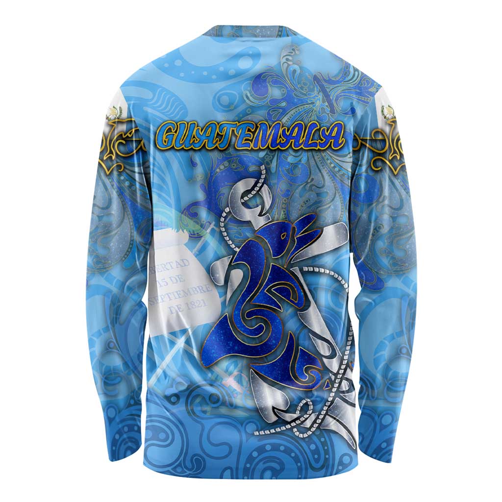 Ocean Spirit of Guatemala Long Sleeve Shirt Anchored in Guatemalan Pride - Aussie Hoodie