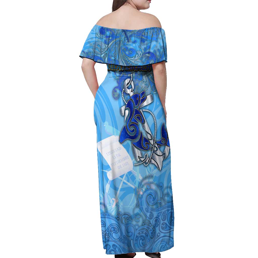 Ocean Spirit of Guatemala Off Shoulder Maxi Dress Anchored in Guatemalan Pride - Aussie Hoodie