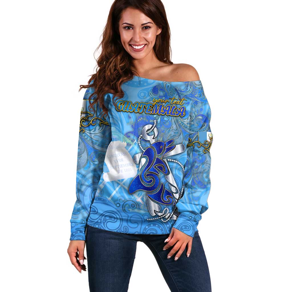 Ocean Spirit of Guatemala Off Shoulder Sweater Anchored in Guatemalan Pride - Aussie Hoodie