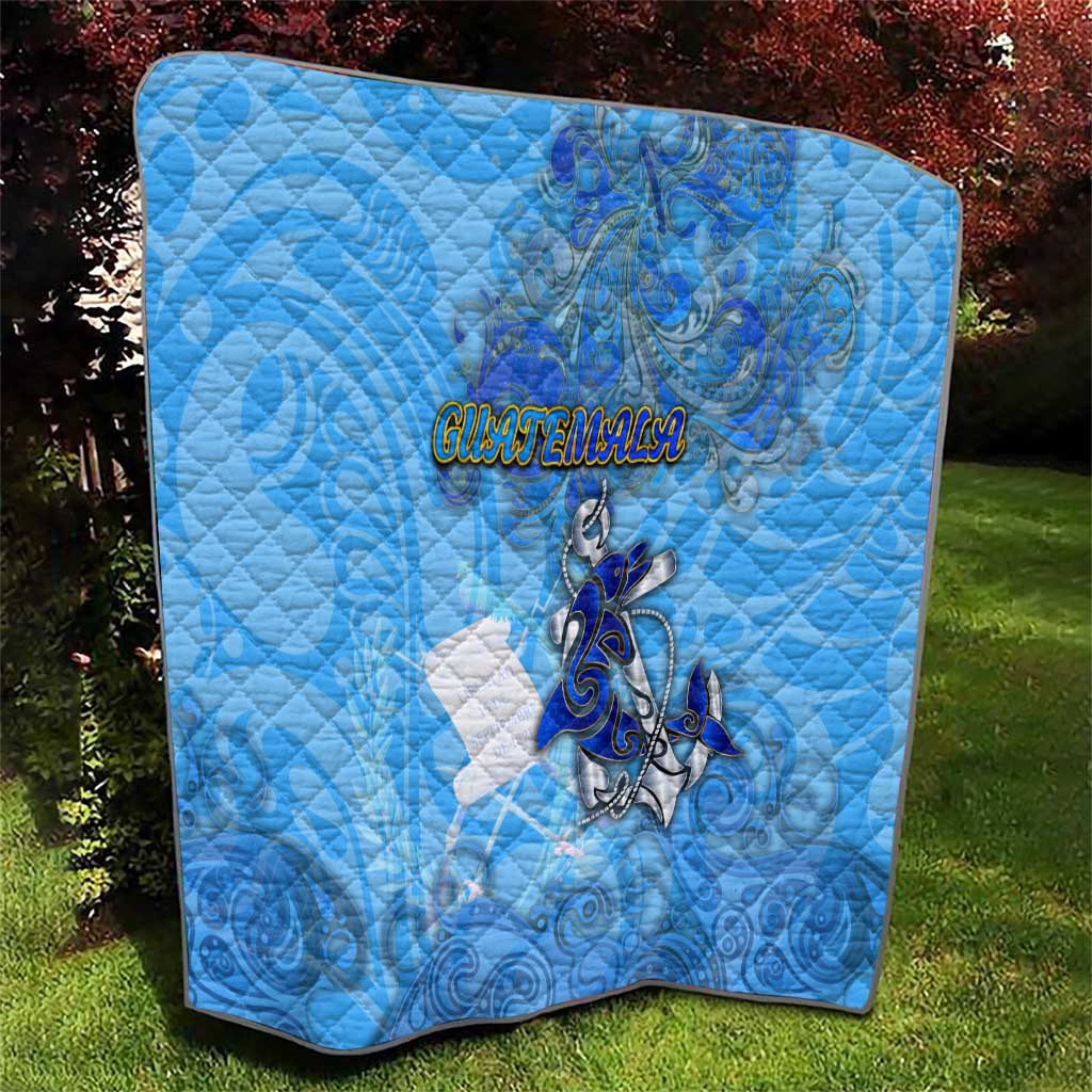 Ocean Spirit of Guatemala Quilt Anchored in Guatemalan Pride - Aussie Hoodie