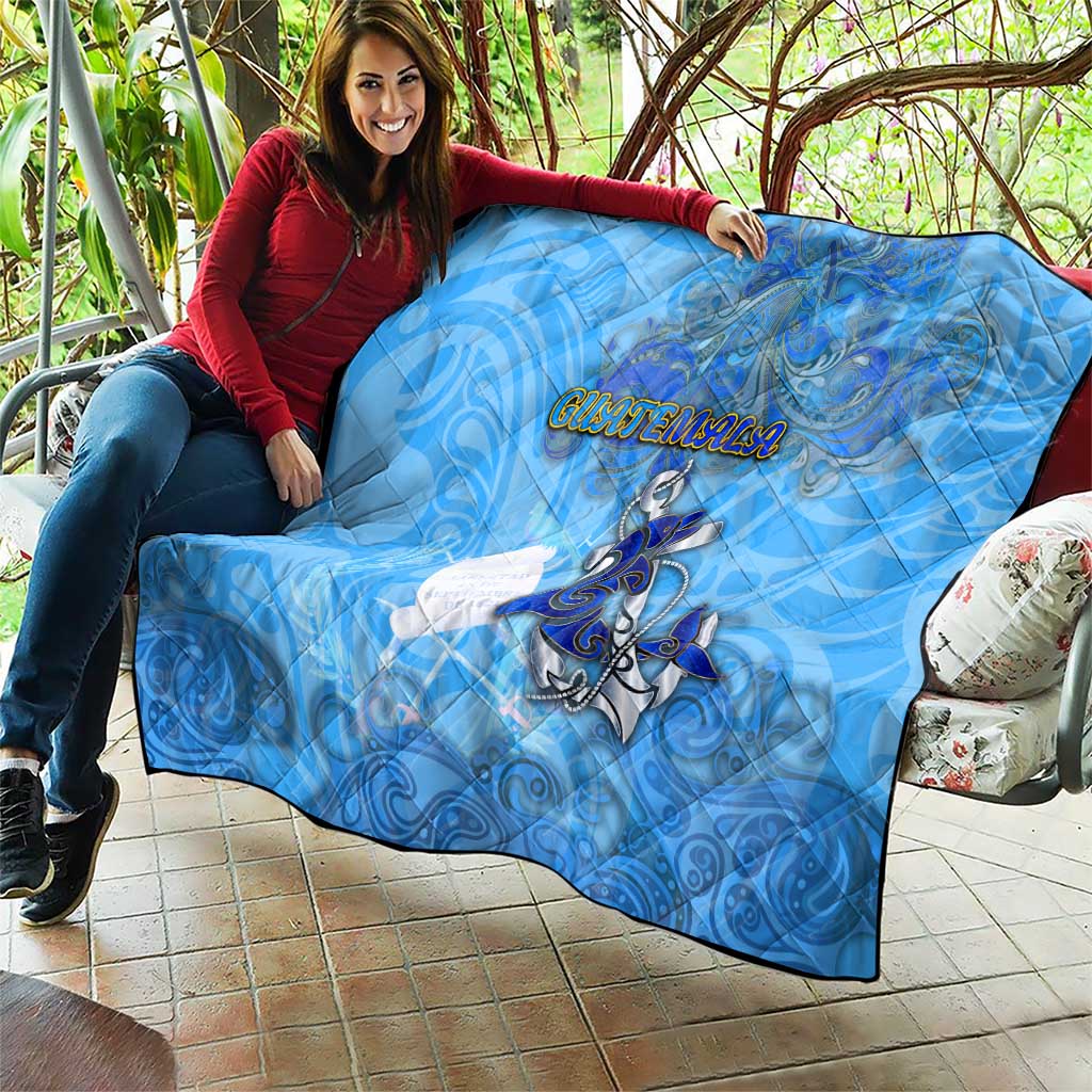 Ocean Spirit of Guatemala Quilt Anchored in Guatemalan Pride - Aussie Hoodie