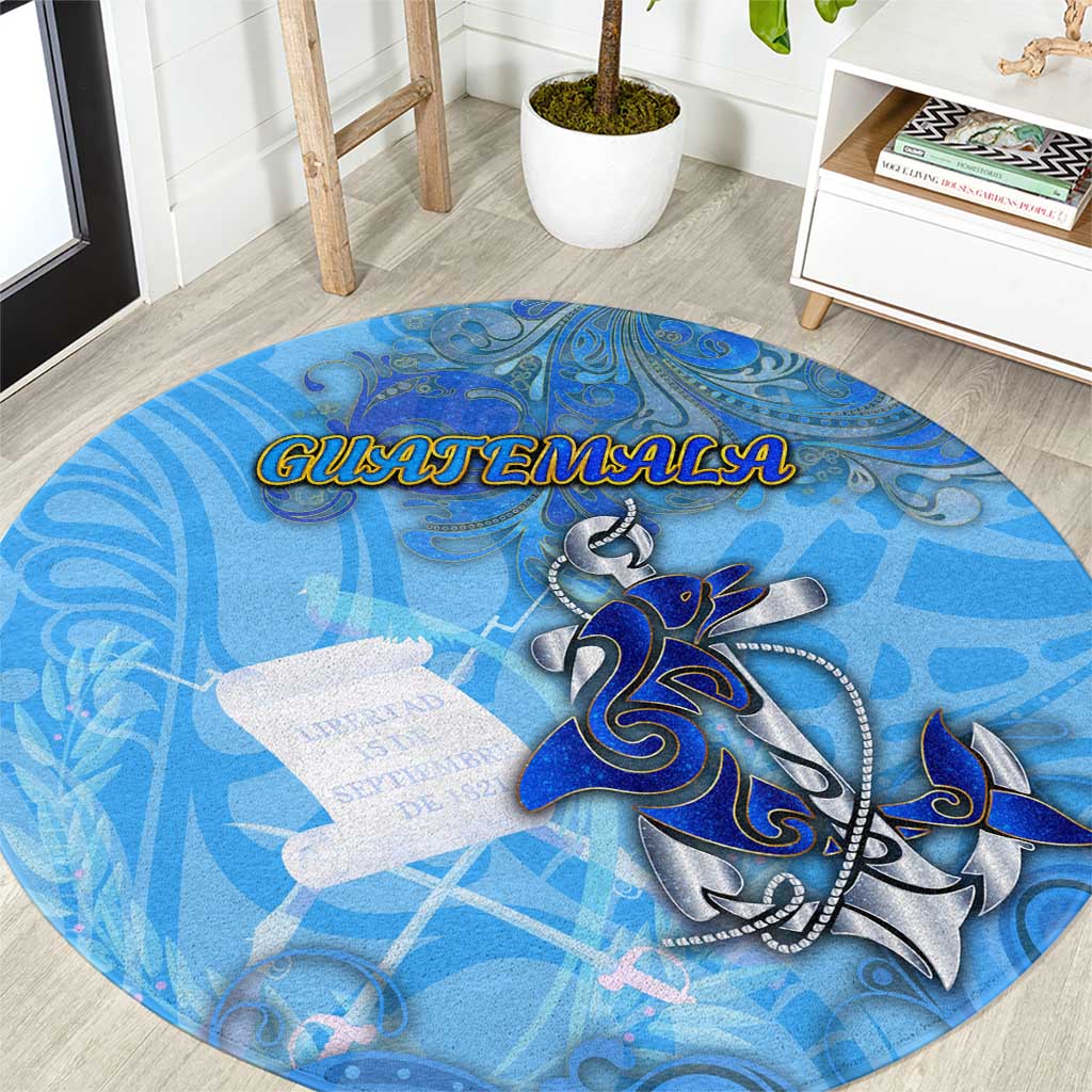 Ocean Spirit of Guatemala Round Carpet Anchored in Guatemalan Pride - Aussie Hoodie