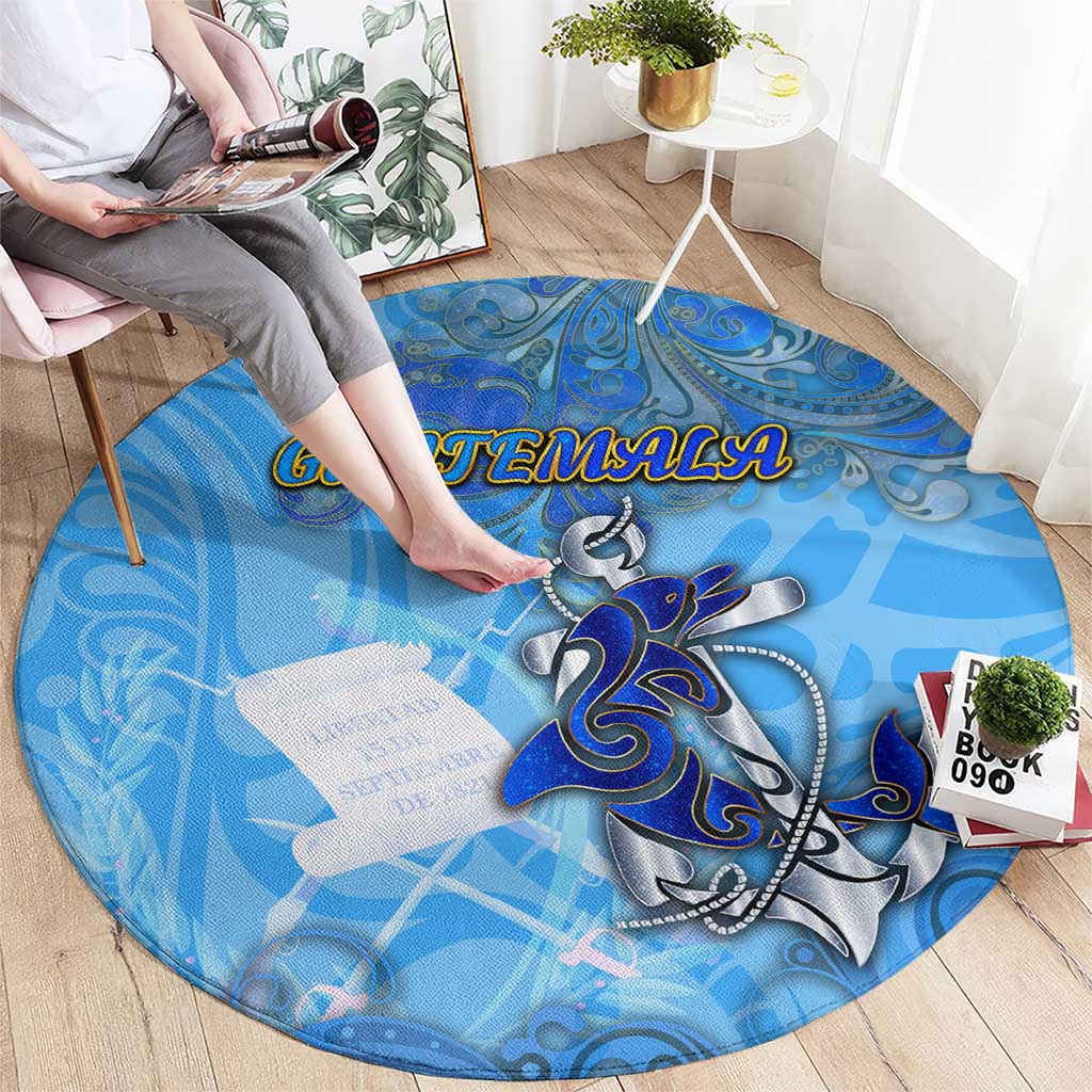Ocean Spirit of Guatemala Round Carpet Anchored in Guatemalan Pride - Aussie Hoodie