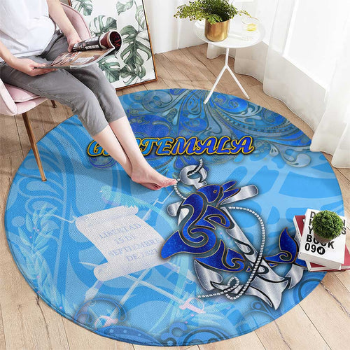 Ocean Spirit of Guatemala Round Carpet Anchored in Guatemalan Pride - Aussie Hoodie