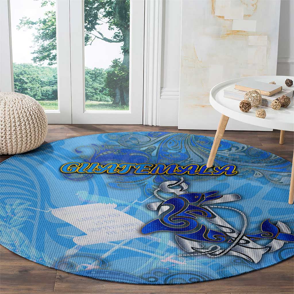 Ocean Spirit of Guatemala Round Carpet Anchored in Guatemalan Pride - Aussie Hoodie