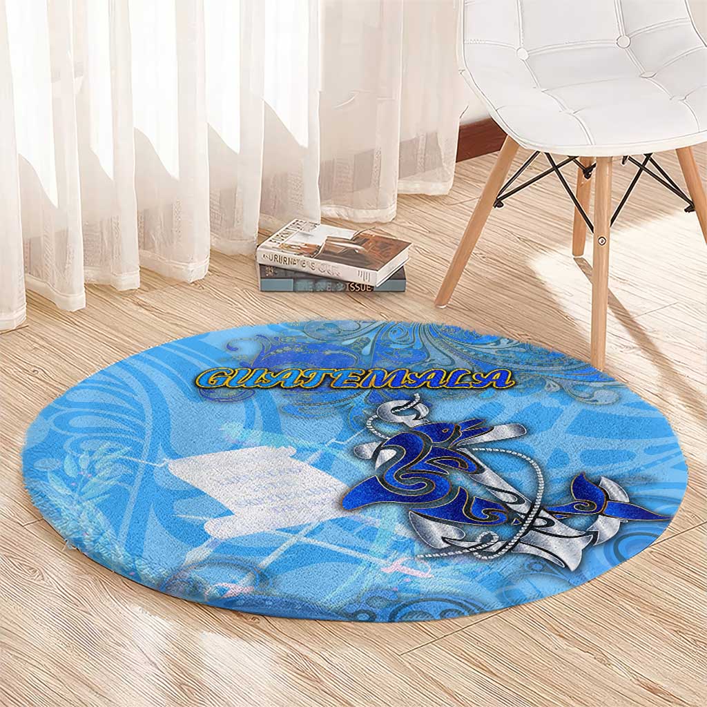 Ocean Spirit of Guatemala Round Carpet Anchored in Guatemalan Pride - Aussie Hoodie