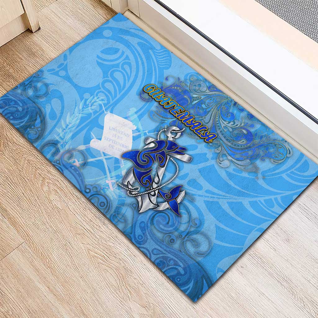 Ocean Spirit of Guatemala Rubber Doormat Anchored in Guatemalan Pride - Aussie Hoodie
