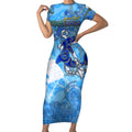 Ocean Spirit of Guatemala Short Sleeve Bodycon Dress Anchored in Guatemalan Pride - Aussie Hoodie