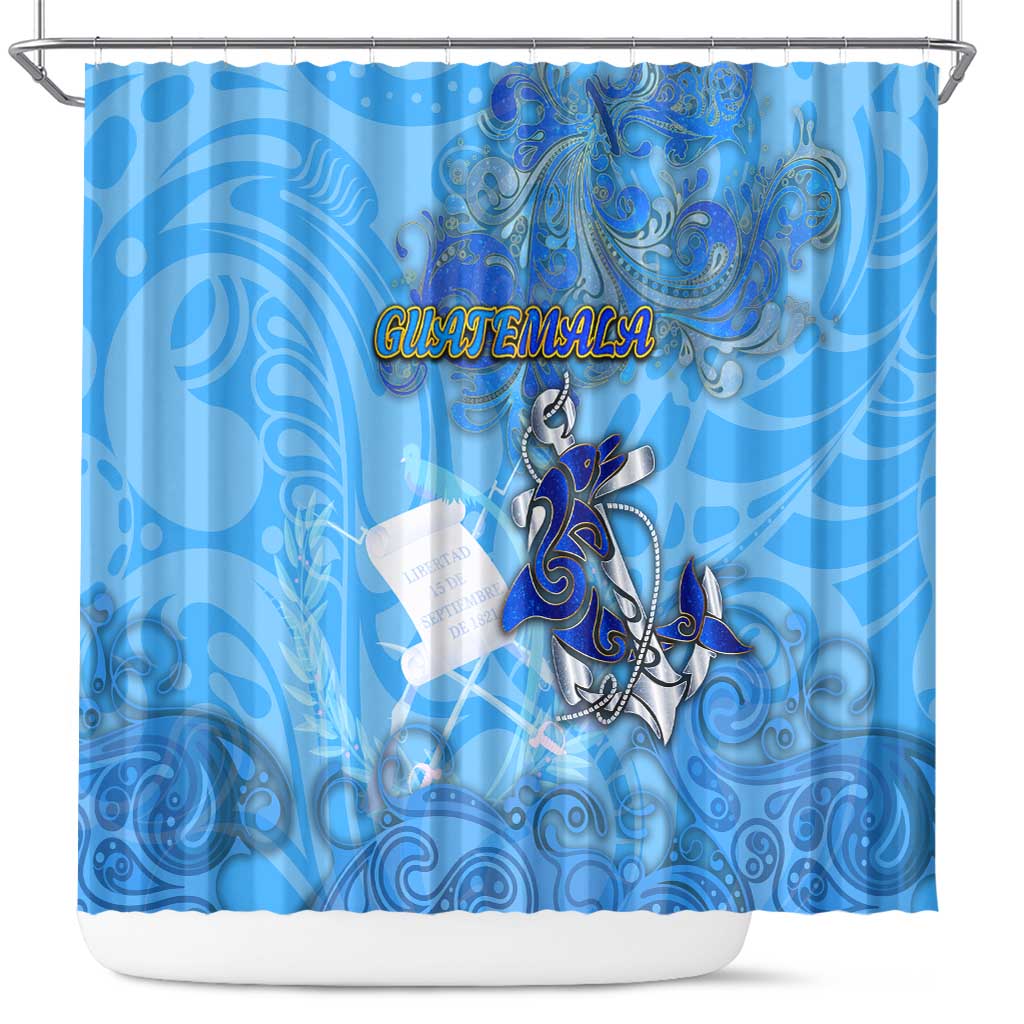 Ocean Spirit of Guatemala Shower Curtain Anchored in Guatemalan Pride - Aussie Hoodie