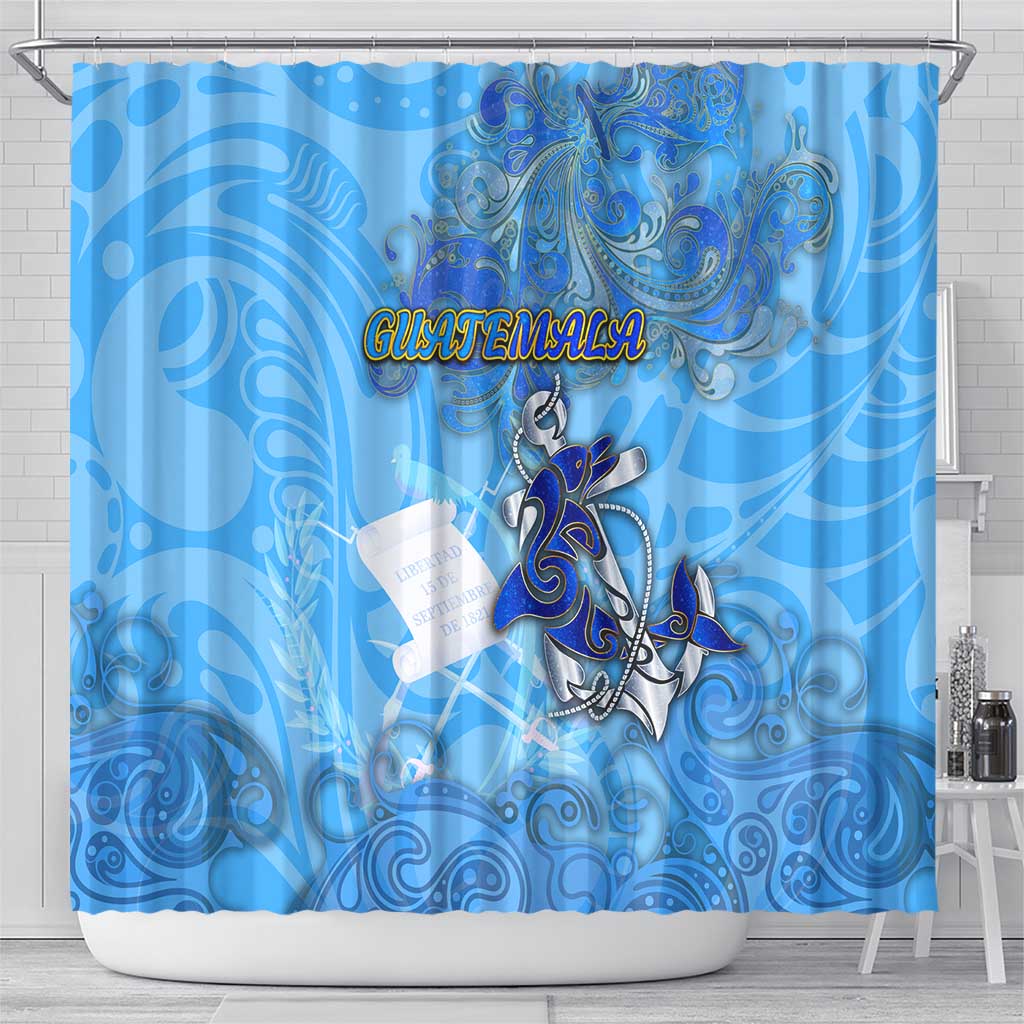 Ocean Spirit of Guatemala Shower Curtain Anchored in Guatemalan Pride - Aussie Hoodie