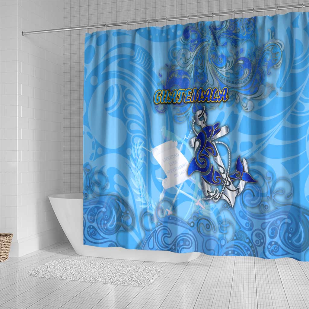 Ocean Spirit of Guatemala Shower Curtain Anchored in Guatemalan Pride - Aussie Hoodie