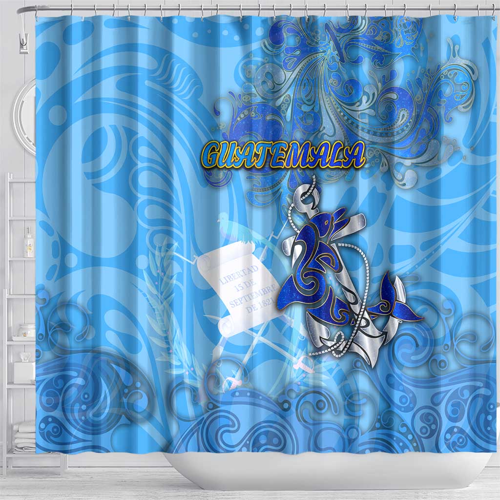 Ocean Spirit of Guatemala Shower Curtain Anchored in Guatemalan Pride - Aussie Hoodie