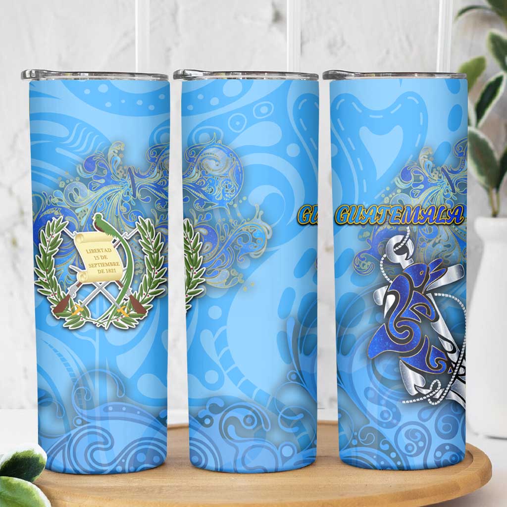 Ocean Spirit of Guatemala Skinny Tumbler Anchored in Guatemalan Pride - Aussie Hoodie