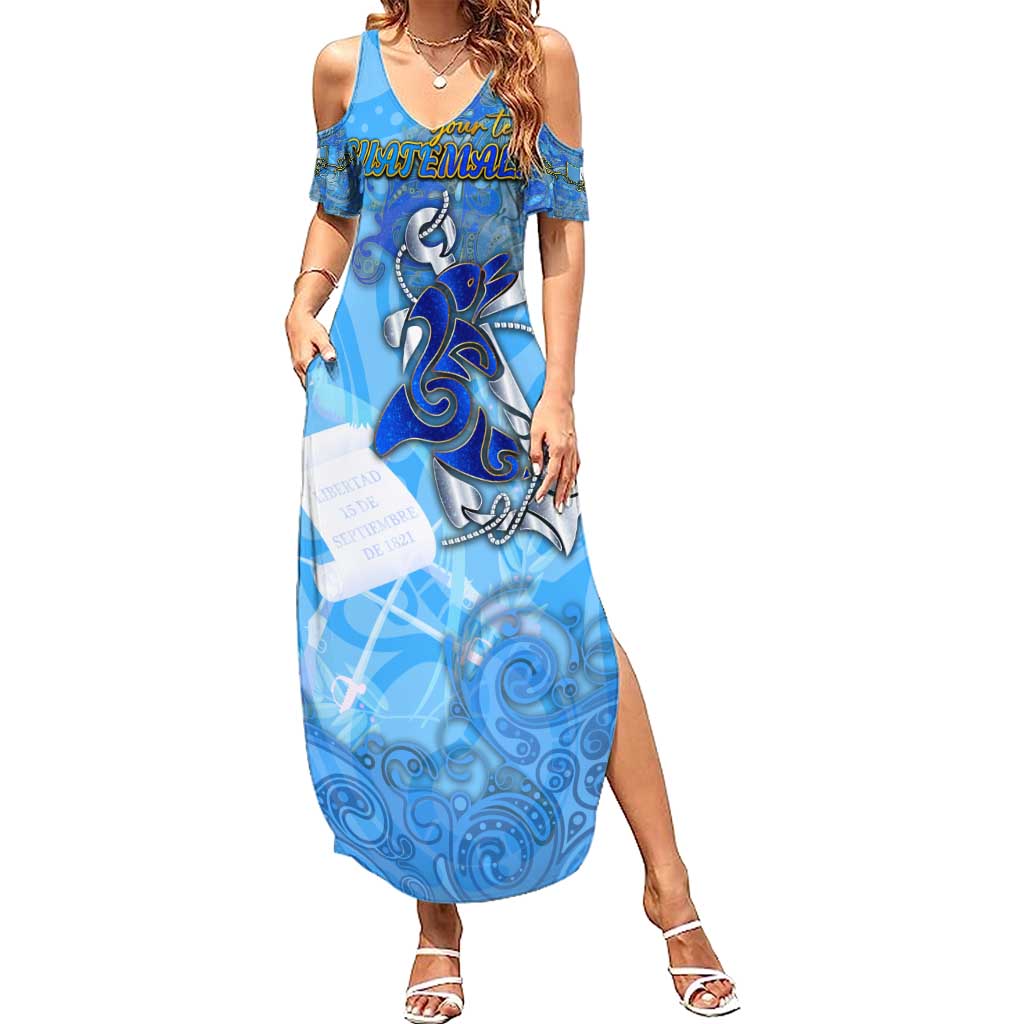 Ocean Spirit of Guatemala Summer Maxi Dress Anchored in Guatemalan Pride - Aussie Hoodie