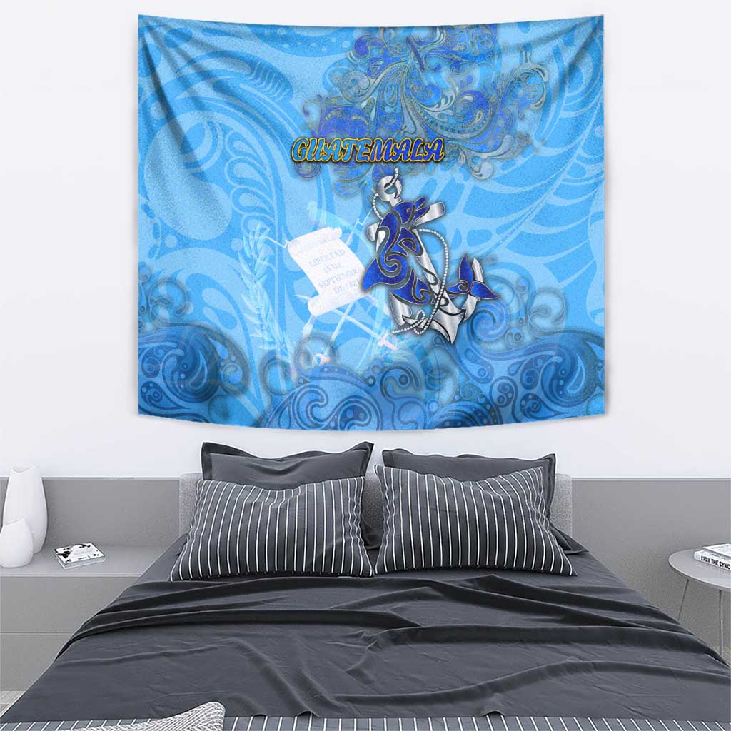 Ocean Spirit of Guatemala Tapestry Anchored in Guatemalan Pride - Aussie Hoodie