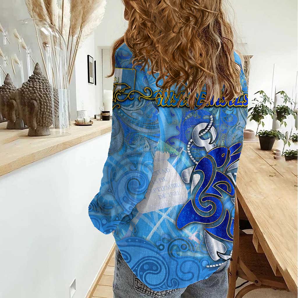 Ocean Spirit of Guatemala Women Casual Shirt Anchored in Guatemalan Pride - Aussie Hoodie