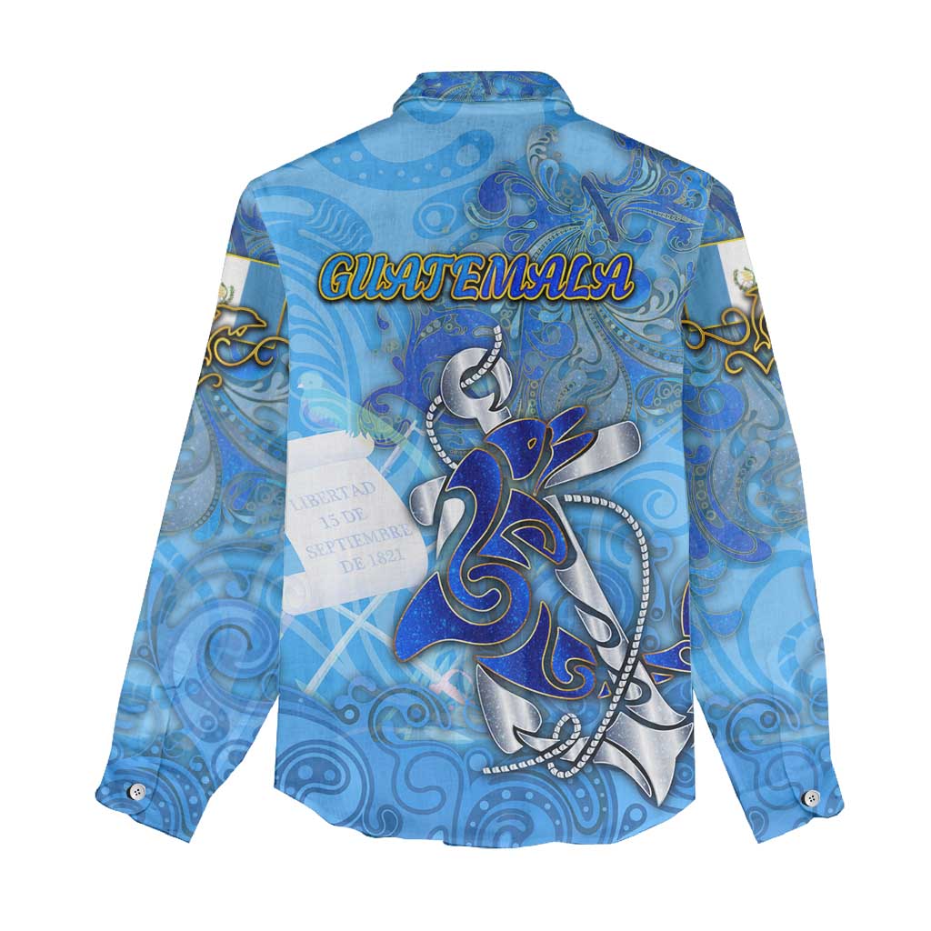Ocean Spirit of Guatemala Women Casual Shirt Anchored in Guatemalan Pride - Aussie Hoodie