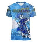 Ocean Spirit of Guatemala Women V-Neck T-Shirt Anchored in Guatemalan Pride - Aussie Hoodie