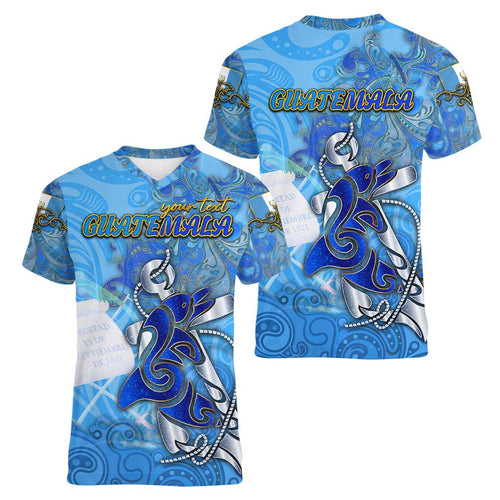 Ocean Spirit of Guatemala Women V-Neck T-Shirt Anchored in Guatemalan Pride - Aussie Hoodie