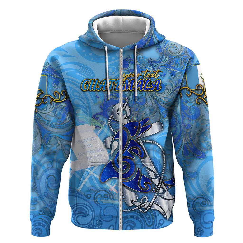 Ocean Spirit of Guatemala Zip Hoodie Anchored in Guatemalan Pride - Aussie Hoodie