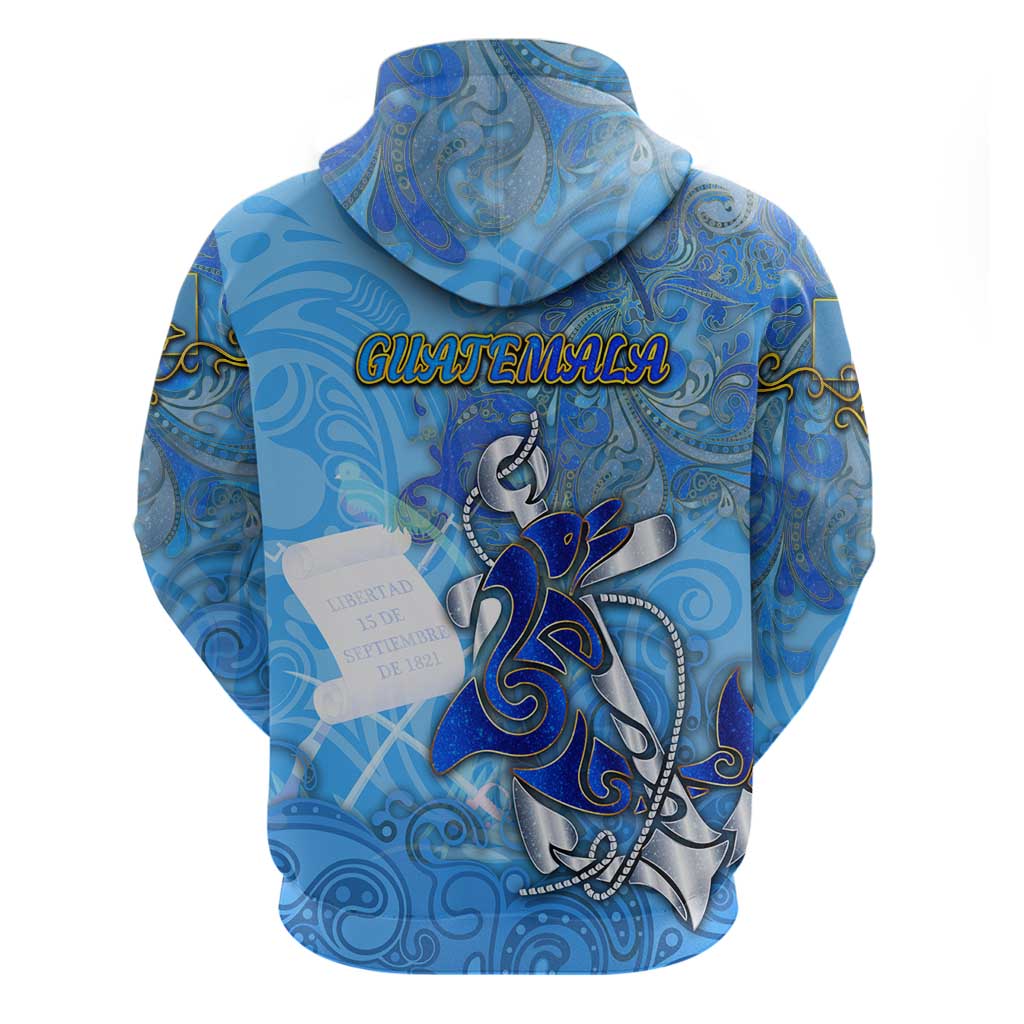 Ocean Spirit of Guatemala Zip Hoodie Anchored in Guatemalan Pride - Aussie Hoodie