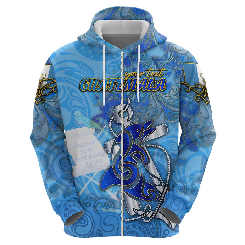 Ocean Spirit of Guatemala Zip Hoodie Anchored in Guatemalan Pride - Aussie Hoodie