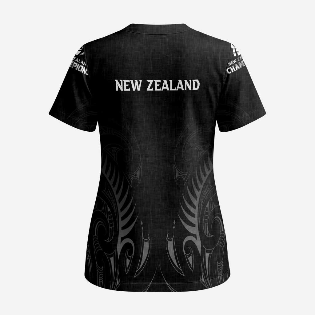 New Zealand Scrub Top Rugby 2023 Champions Black - Aussie Hoodie