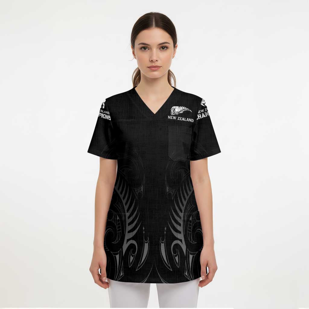 New Zealand Scrub Top Rugby 2023 Champions Black - Aussie Hoodie