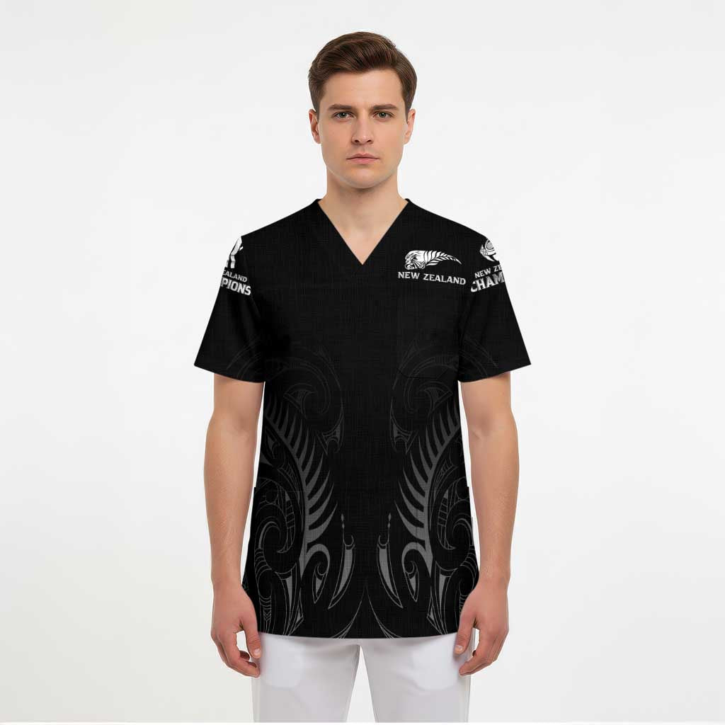 New Zealand Scrub Top Rugby 2023 Champions Black - Aussie Hoodie