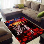 Australia ANZAC Day Area Rug Let We Forget - Tribute Art with Soldiers and Poppies