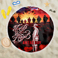 Australia ANZAC Day Beach Blanket Let We Forget - Tribute Art with Soldiers and Poppies