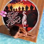 Australia ANZAC Day Beach Blanket Let We Forget - Tribute Art with Soldiers and Poppies