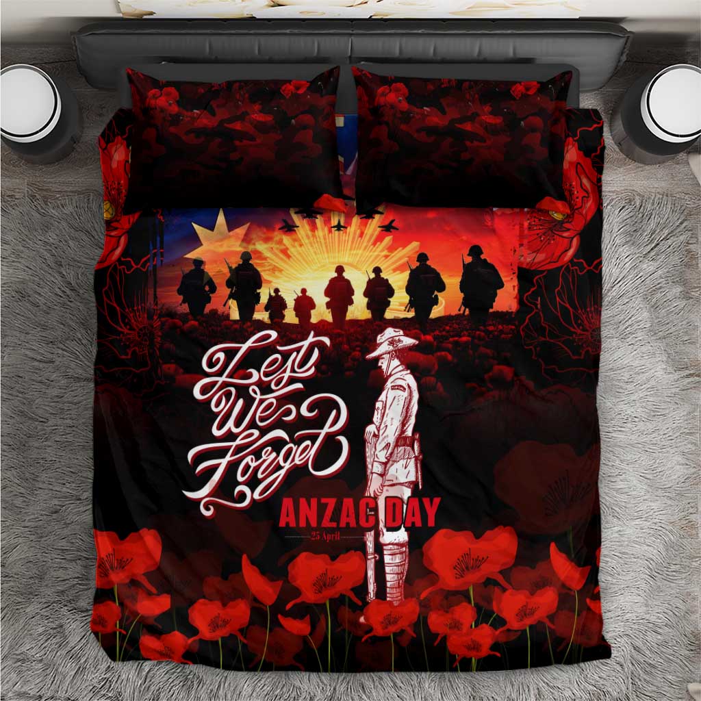 Australia ANZAC Day Bedding Set Let We Forget - Tribute Art with Soldiers and Poppies