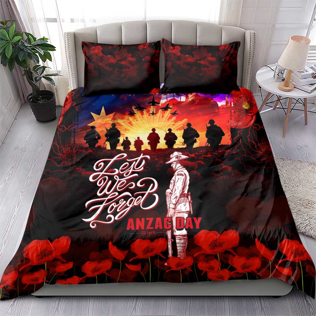 Australia ANZAC Day Bedding Set Let We Forget - Tribute Art with Soldiers and Poppies