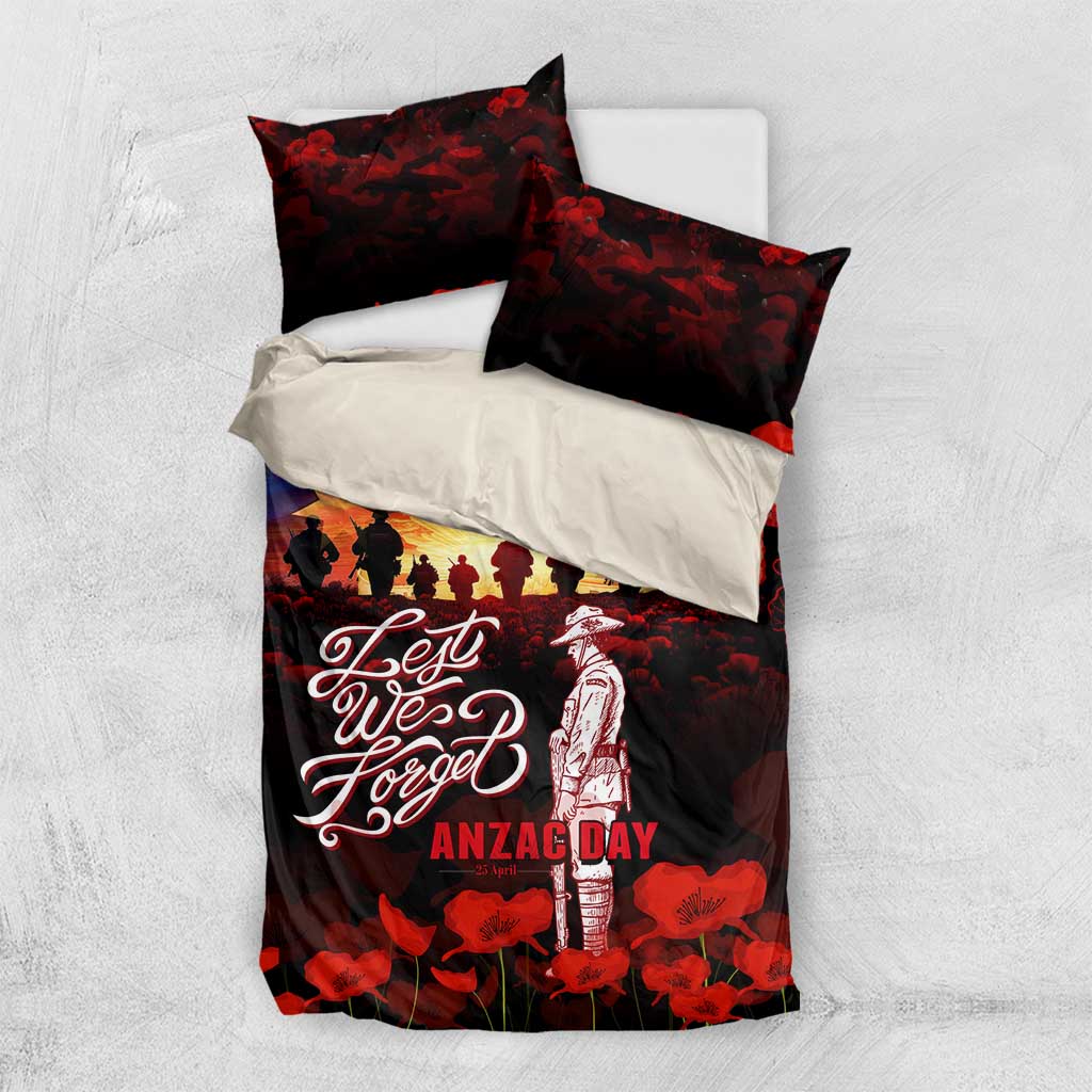 Australia ANZAC Day Bedding Set Let We Forget - Tribute Art with Soldiers and Poppies