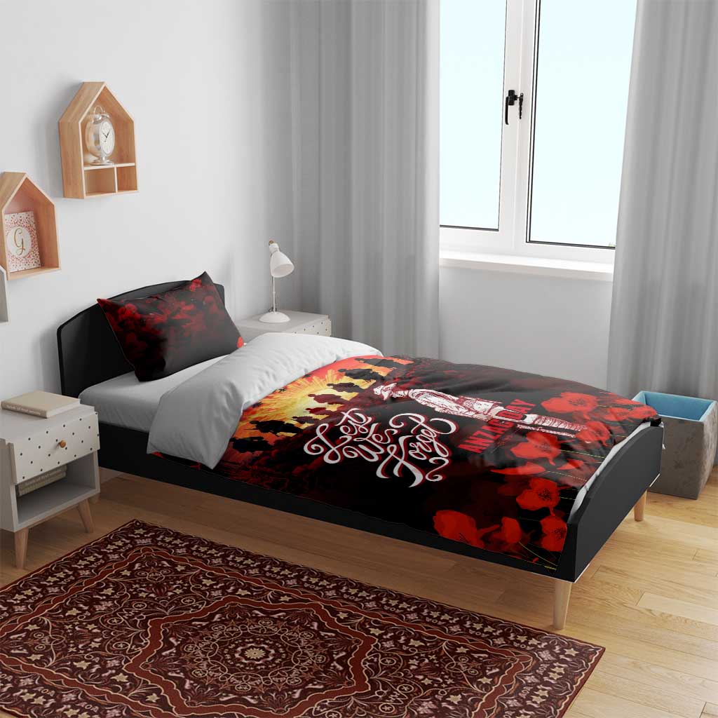 Australia ANZAC Day Bedding Set Let We Forget - Tribute Art with Soldiers and Poppies