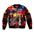 Australia ANZAC Day Bomber Jacket Let We Forget - Tribute Art with Soldiers and Poppies