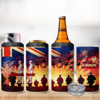 Australia ANZAC Day 4 in 1 Can Cooler Tumbler Let We Forget - Tribute Art with Soldiers and Poppies